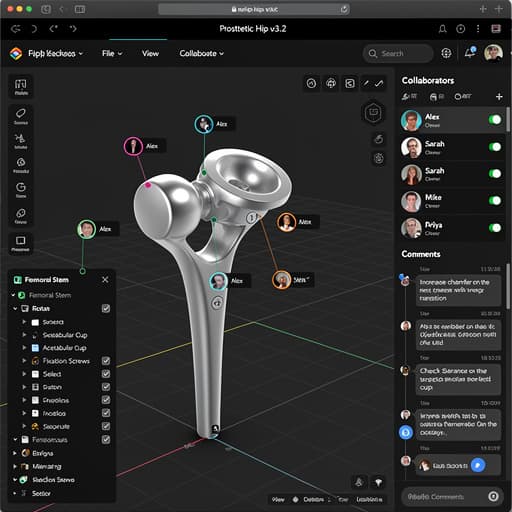 Real-time CAD collaboration with version history, annotations, and team design reviews
