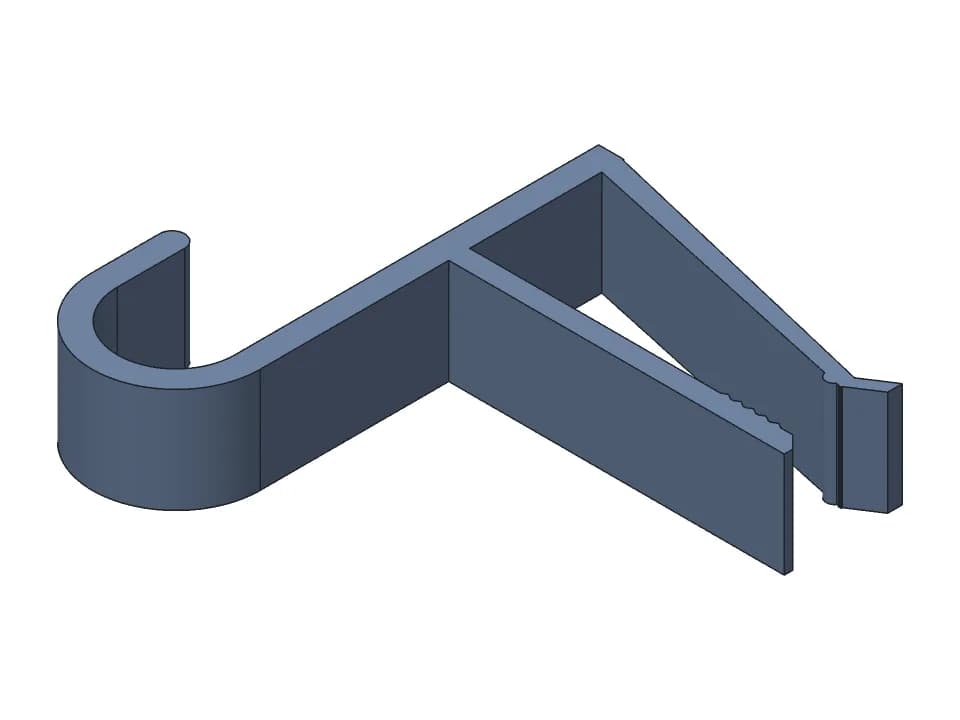 Under-desk J hook: 3D model render