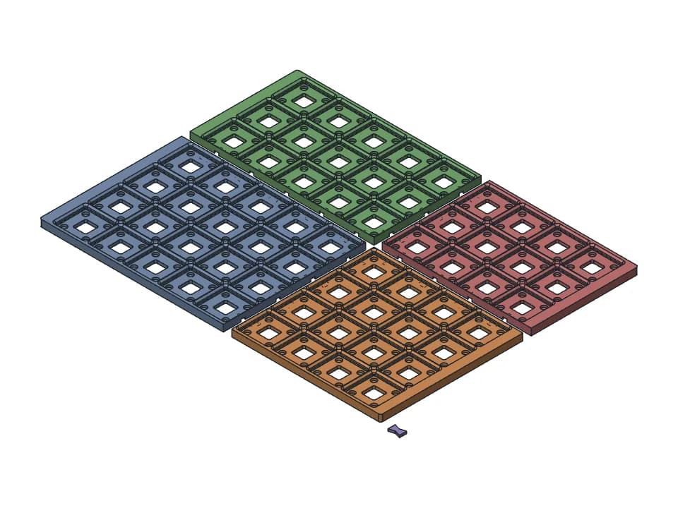 Gridfinity baseplate with magnets: 3D model render