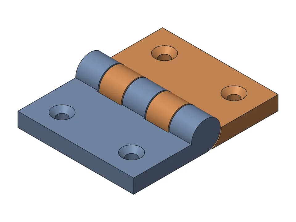 Print-in-place hinge: 3D model render