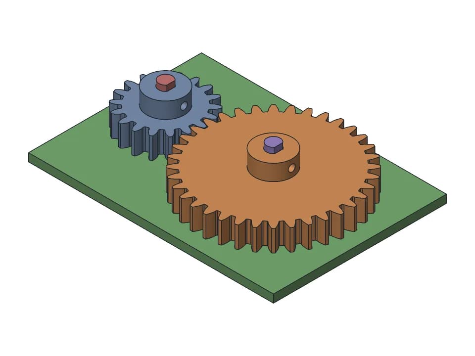Spur gear pair: 3D model render